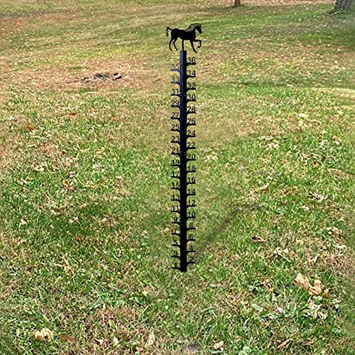 Snow Gauge Outdoor, 36 inch Snow-Fall Measuring Gauge, Iron Art Snow Meter Ruler with Number, Decorative Snow Rain Depth Measuring Metal Stake for Outdoor Garden Yard (Horse)