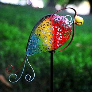 esgarden Garden Solar Light Outdoor Crackle Glass Decorative Pathway Lights Path Landscape Waterproof Decor Outside Backyard Yard Patio Decorations Porch Walkway Driveway Courtyard 1 Pc (Parrot)