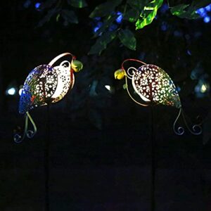 esgarden Garden Solar Light Outdoor Crackle Glass Decorative Pathway Lights Path Landscape Waterproof Decor Outside Backyard Yard Patio Decorations Porch Walkway Driveway Courtyard 1 Pc (Parrot)