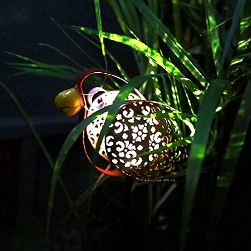 esgarden Garden Solar Light Outdoor Crackle Glass Decorative Pathway Lights Path Landscape Waterproof Decor Outside Backyard Yard Patio Decorations Porch Walkway Driveway Courtyard 1 Pc (Parrot)