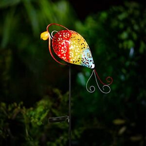 esgarden Garden Solar Light Outdoor Crackle Glass Decorative Pathway Lights Path Landscape Waterproof Decor Outside Backyard Yard Patio Decorations Porch Walkway Driveway Courtyard 1 Pc (Parrot)