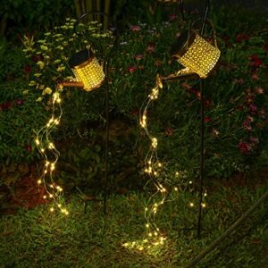 EGOBOO Solar Watering Can with Waterfall Lights, Waterproof Lawn Hanging Twinkle Warm Landscape Solar Powered Lamps Outdoor Garden Yard (Copper)