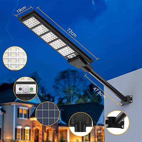 2pcs 350W Solar Street Light, 400LED Solar Flood Lights Outdoor Dusk to Dawn Motion Sensor, with Remote Control & Bracket, Security Solar Outdoor Lights IP66 Waterproof Lamp for Yard Garden Street