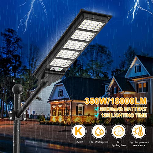 2pcs 350W Solar Street Light, 400LED Solar Flood Lights Outdoor Dusk to Dawn Motion Sensor, with Remote Control & Bracket, Security Solar Outdoor Lights IP66 Waterproof Lamp for Yard Garden Street