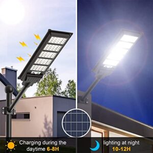 2pcs 350W Solar Street Light, 400LED Solar Flood Lights Outdoor Dusk to Dawn Motion Sensor, with Remote Control & Bracket, Security Solar Outdoor Lights IP66 Waterproof Lamp for Yard Garden Street