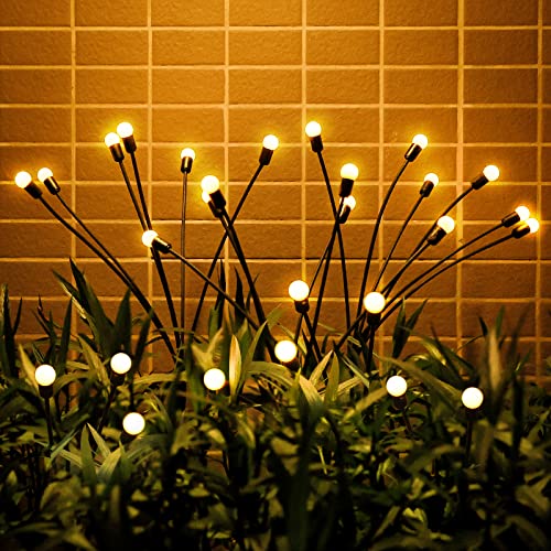 4 Packs 6LED Starburst Solar Garden Lights - Solar Outdoor Lights Starburst Swaying Lights Solar Firefly Lights Outdoor Waterproof, Garden Decorative Lights for Yard Patio Pathway (Warm Yellow)