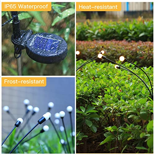 4 Packs 6LED Starburst Solar Garden Lights - Solar Outdoor Lights Starburst Swaying Lights Solar Firefly Lights Outdoor Waterproof, Garden Decorative Lights for Yard Patio Pathway (Warm Yellow)