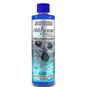 ahh-some jetted tub cleaner for bathtubs, whirlpools, jacuzzis, spa flush, america’s most effective septic safe jetted tub system cleaner for jets and tubes. 16 cleanings in a single bottle