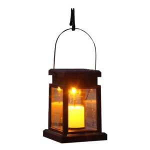 solar lights outdoor hanging lanterns, candle flickering flame effect led solar lights,warm white, decorative lighting with stakes for patio, garden, lawn, deck, tent, tree, yard- waterproof