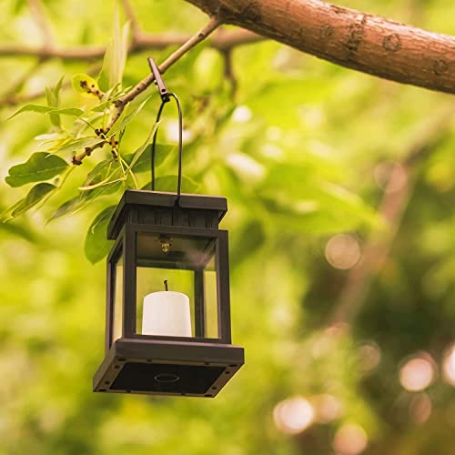 Solar Lights Outdoor Hanging Lanterns, Candle Flickering Flame Effect LED Solar Lights,Warm White, Decorative Lighting with Stakes for Patio, Garden, Lawn, Deck, Tent, Tree, Yard- Waterproof