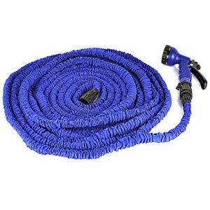 expanding hose magic flexible expandable garden water hose with 7 functions spray nozzle and shut-off valve-blue (100ft)