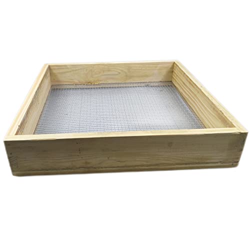 HANH Soil Sifter for Rocks, Wooden Hand Held Garden Dirt Sifter with Sifting Screen, Compost Sifter Strainer for Bonsai Soil Mix S321