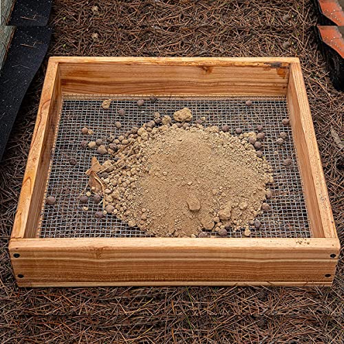 HANH Soil Sifter for Rocks, Wooden Hand Held Garden Dirt Sifter with Sifting Screen, Compost Sifter Strainer for Bonsai Soil Mix S321