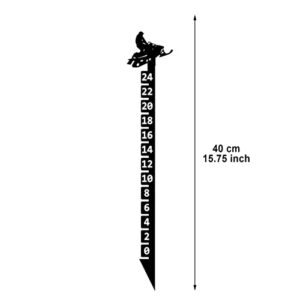 Sticks 90 Gift 24cm Snowflake Snow Measuring Instrument Snowmobile Snow Measuring Instrument Metal Snow Measuring Ruler Outdoor Garden Ornament Two Hole with Level (Black, One Size)