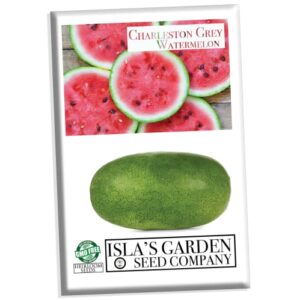 charleston grey watermelon seeds for planting, 30+ heirloom seeds per packet, (isla’s garden seeds), non gmo seeds, botanical name: citrullus lanatus, great home garden gift