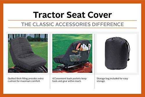 Classic Accessories Deluxe Riding Lawn Mower Seat Cover, Large