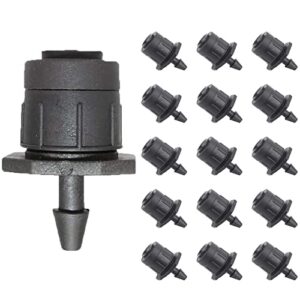 juzizj 100 pack adjustable irrigation drippers 1/4 inch emitter dripper 360 degree full circle pattern water flow drip emitter micro drip irrigation sprinklers for home garden lawn(black)