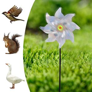 BESPORTBLE 5PCS Bird Blinder Pinwheels Sparkly Holographic Pin Wheel Spinners Scare Off Birds and Pests for Yard and Garden (Silver)