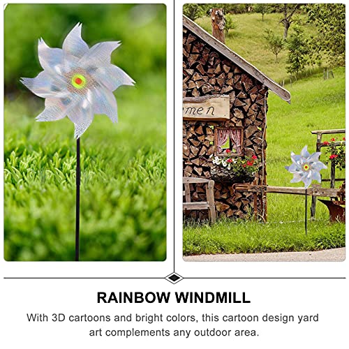 BESPORTBLE 5PCS Bird Blinder Pinwheels Sparkly Holographic Pin Wheel Spinners Scare Off Birds and Pests for Yard and Garden (Silver)