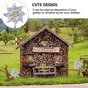 BESPORTBLE 5PCS Bird Blinder Pinwheels Sparkly Holographic Pin Wheel Spinners Scare Off Birds and Pests for Yard and Garden (Silver)