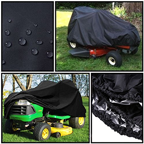 LVOERTUIG Lawn Mower Cover Riding Lawn Mower Cover Lawn Tractor Cover Waterproof Heavy Duty Waterproof UV Protect Cover 210D Oxford Cloth Garden Outdoor Cover(Black,M)