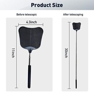 Fly Swatter, Flexible and Durable Telescopic Stainless Steel Retractable Handle ，Manual Fly swatters for Home,Garden,Classroom and Office (2Pcs Black& Blue)