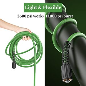 HNYRI Pressure Washer Hose 50FT x 1/4", Kink Resistant Power Washer Hose Replacement for M22 14mm End, 3600 psi Flexible High Pressure Extension Hose with Brass Female Thread for Power Washing