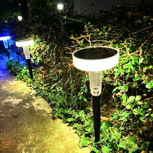 SEMSMOKS Solar Outdoor Lights, IP65 Waterproof Solar Garden Lights, 4 Color Lighting Modes Solar Landscape Decor LED Lighting, Auto On/Off Solar Powered Pathway Lights for Walkway Yard Lawn 2 Packs