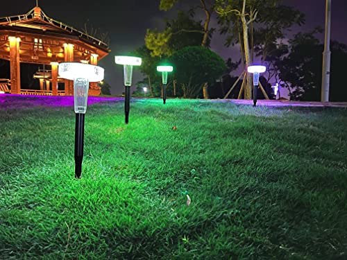 SEMSMOKS Solar Outdoor Lights, IP65 Waterproof Solar Garden Lights, 4 Color Lighting Modes Solar Landscape Decor LED Lighting, Auto On/Off Solar Powered Pathway Lights for Walkway Yard Lawn 2 Packs