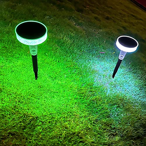 SEMSMOKS Solar Outdoor Lights, IP65 Waterproof Solar Garden Lights, 4 Color Lighting Modes Solar Landscape Decor LED Lighting, Auto On/Off Solar Powered Pathway Lights for Walkway Yard Lawn 2 Packs