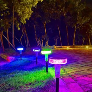 SEMSMOKS Solar Outdoor Lights, IP65 Waterproof Solar Garden Lights, 4 Color Lighting Modes Solar Landscape Decor LED Lighting, Auto On/Off Solar Powered Pathway Lights for Walkway Yard Lawn 2 Packs