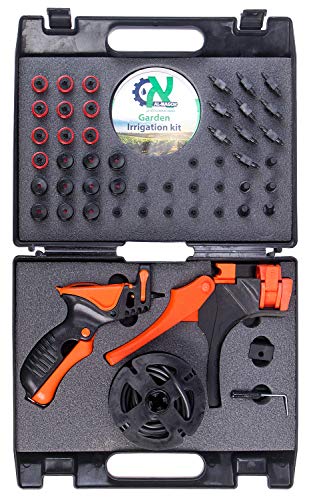 Al-Magor Garden Irrigation Kit: Complete Set for Installing, Inserting Sprinklers, Drippers in PE Tube Pipes with Tools, Plugs, Connectors, and Case