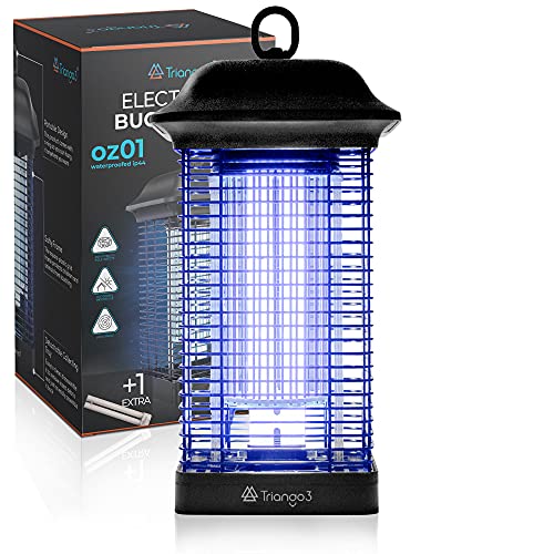 Triango3 Bug Zapper Outdoor Waterproof – 18W Lamp Outdoor Fly Traps – Compact and Ergonomic IPX4 Mosquito Killer Outdoor – Special Cleaning Mechanism – Ideal for Yard, Patio, Balcony