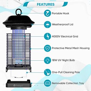 Triango3 Bug Zapper Outdoor Waterproof – 18W Lamp Outdoor Fly Traps – Compact and Ergonomic IPX4 Mosquito Killer Outdoor – Special Cleaning Mechanism – Ideal for Yard, Patio, Balcony