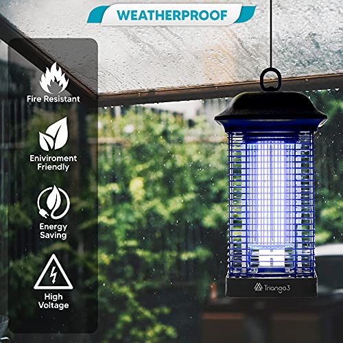 Triango3 Bug Zapper Outdoor Waterproof – 18W Lamp Outdoor Fly Traps – Compact and Ergonomic IPX4 Mosquito Killer Outdoor – Special Cleaning Mechanism – Ideal for Yard, Patio, Balcony