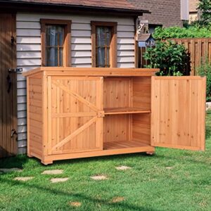 2 doors fir wooden garden shed lockers outdoor storage cabinet unit