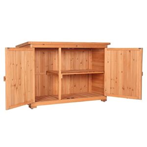 2 Doors Fir Wooden Garden Shed Lockers Outdoor Storage Cabinet Unit