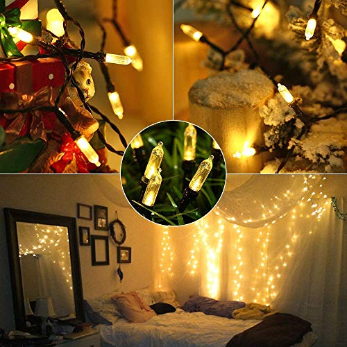 Christmas Lights - 33FT 100 LED Battery Operated String Lights with Timer & 8 Modes Mini Clear String Lights for Christmas Tree Wreath Indoor Outdoor Garden Wedding Party Decor Waterproof (Warm White)