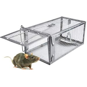 pixestt humane mouse trap, rat cage trap suitable for capturing mice or hamsters alive, friendly small animal humane live cage rat – 11.2” x 5.5” x 5”