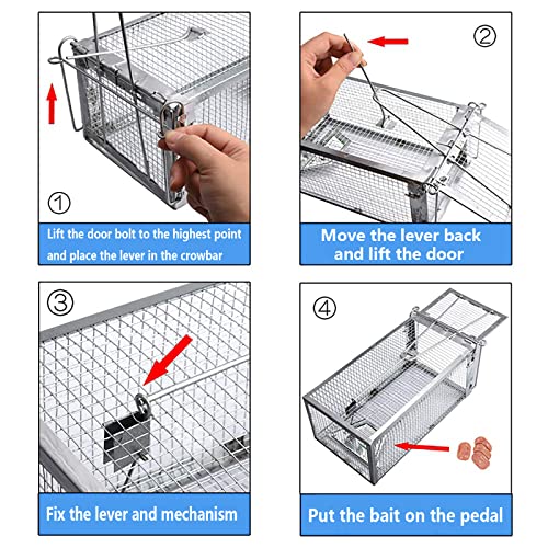 PIXESTT Humane Mouse Trap, Rat Cage Trap Suitable for Capturing Mice or Hamsters Alive, Friendly Small Animal Humane Live Cage Rat - 11.2'' X 5.5'' X 5''