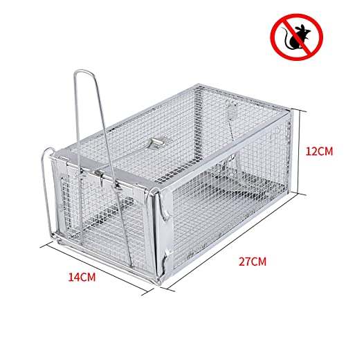 PIXESTT Humane Mouse Trap, Rat Cage Trap Suitable for Capturing Mice or Hamsters Alive, Friendly Small Animal Humane Live Cage Rat - 11.2'' X 5.5'' X 5''