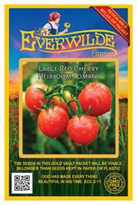 everwilde farms – 100 large red cherry tomato seeds – gold vault jumbo seed packet