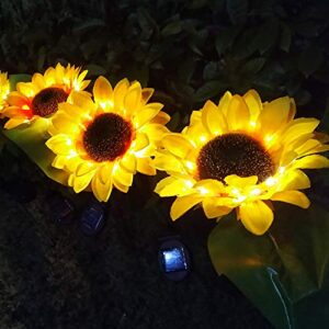 XinCanKun 4 Pack Solar Lights Outdoor - New Upgraded Solar Garden Lights, Multi-Color Changing Sunflower Solar Flower Lights for Patio,Yard Decoration, Bigger Flower and Wider Solar Panel