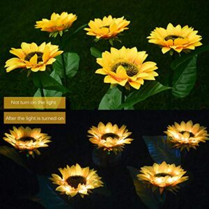 XinCanKun 4 Pack Solar Lights Outdoor - New Upgraded Solar Garden Lights, Multi-Color Changing Sunflower Solar Flower Lights for Patio,Yard Decoration, Bigger Flower and Wider Solar Panel