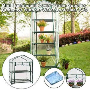 QOONESTL 2/3 Tier Mini Greenhouse with Clear Cover, Replacement Heavy Duty Waterproof PE/PVC Greenhouse Cover, Garden Plant Cover for Gardening Plants Protection