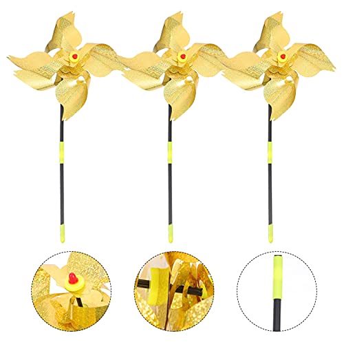 Cabilock 3pcs Bird Blinder Repellent PinWheels Garden Outdoor Wind Spinners Windmills Sparkly Holographic Pin Wheel Spinners Outdoor Decoration for Yard Lawn Patio