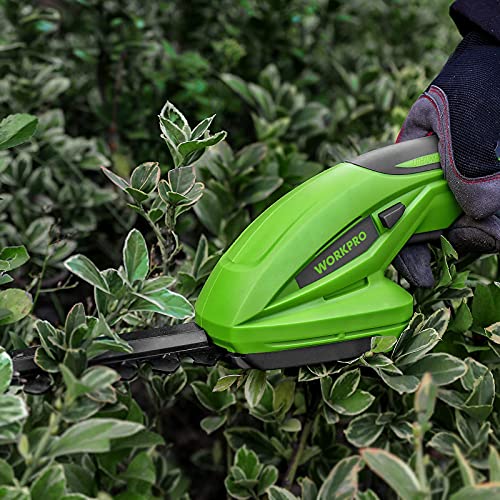 WORKPRO Cordless Grass Shear & Shrubbery Trimmer and Garden Flooring Knee Pads with Foam Padding, Electric Grass Trimmer Hedge Shears/Grass Cutter Rechargeable Lithium-Ion Battery and Charger Included