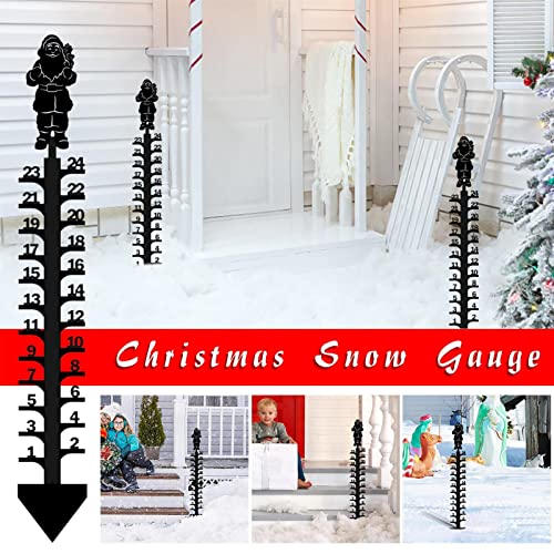 DOUGZ 24 Inch Iron Art Snow Meter, 2022 New Snow Snow Meter, Christmas Holiday Snow Snow Meter, Handmade Metal Snow Rod Garden Pile Yard,Wolf Black