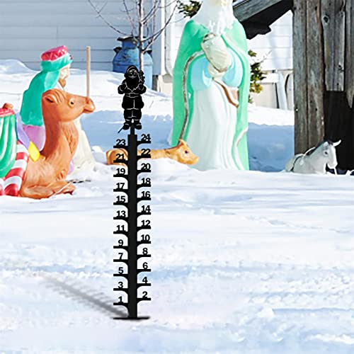 DOUGZ 24 Inch Iron Art Snow Meter, 2022 New Snow Snow Meter, Christmas Holiday Snow Snow Meter, Handmade Metal Snow Rod Garden Pile Yard,Wolf Black