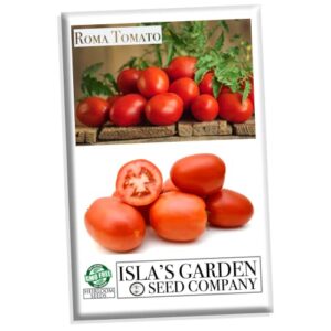 Roma Heirloom Tomato Seeds for Planting, 300+ Seeds Per Packet, (Isla's Garden Seeds), Non GMO Seeds, 90% Germination Rates, Botanical Name: Solanum lycopersicum, Great Home Garden Gift